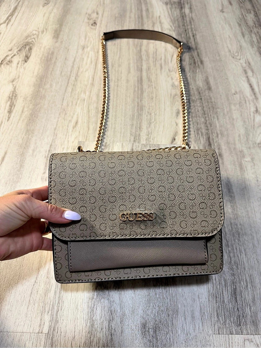 GUESS Carmella Medium Flap Crossbody Shoulder Bag Brown